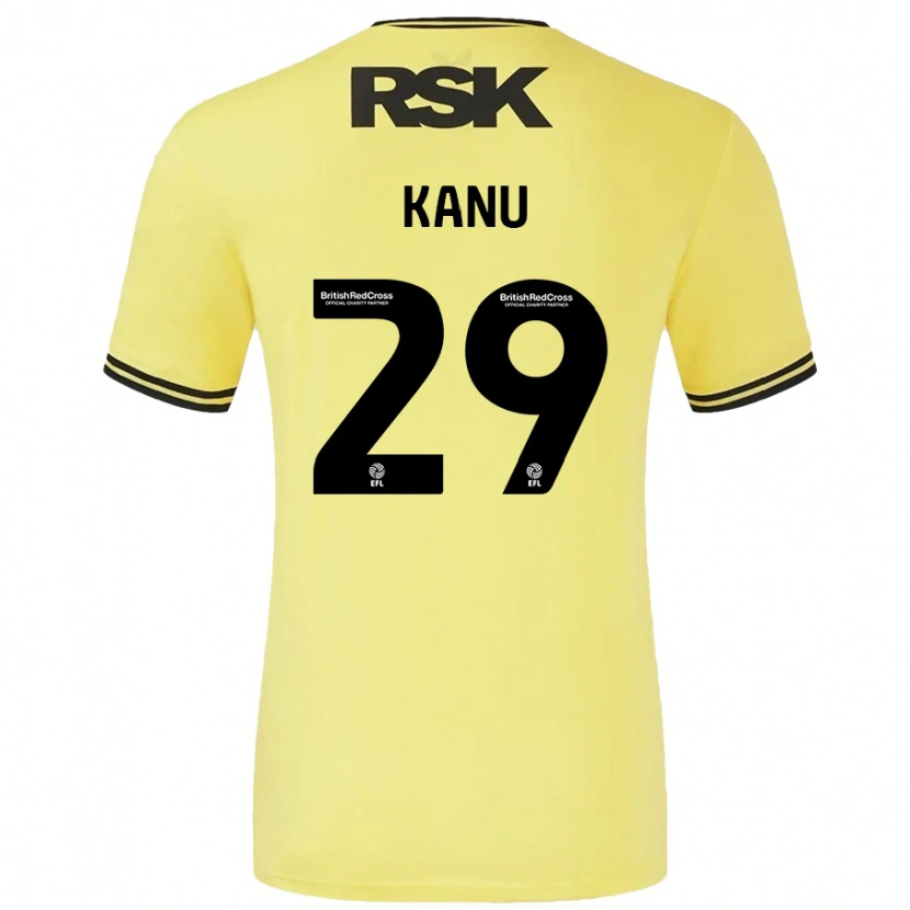 Danxen Børn Daniel Kanu #29 Gul Sort Udebane Spillertrøjer 2024/25 Trøje T-Shirt