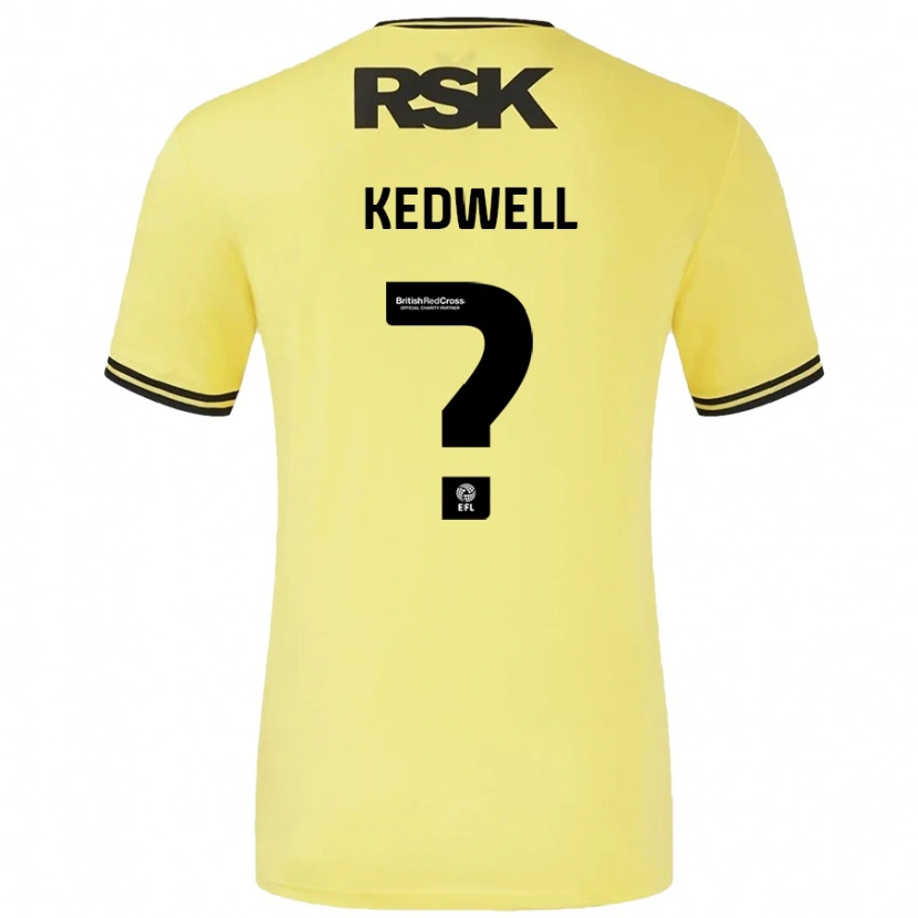 Danxen Børn Harvey Kedwell #0 Gul Sort Udebane Spillertrøjer 2024/25 Trøje T-Shirt