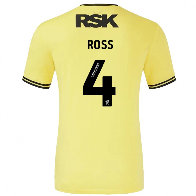 Danxen Børn Mia Ross #4 Gul Sort Udebane Spillertrøjer 2024/25 Trøje T-Shirt