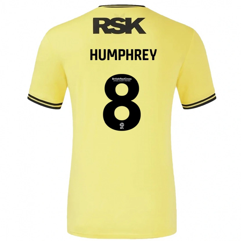 Danxen Børn Carla Humphrey #8 Gul Sort Udebane Spillertrøjer 2024/25 Trøje T-Shirt