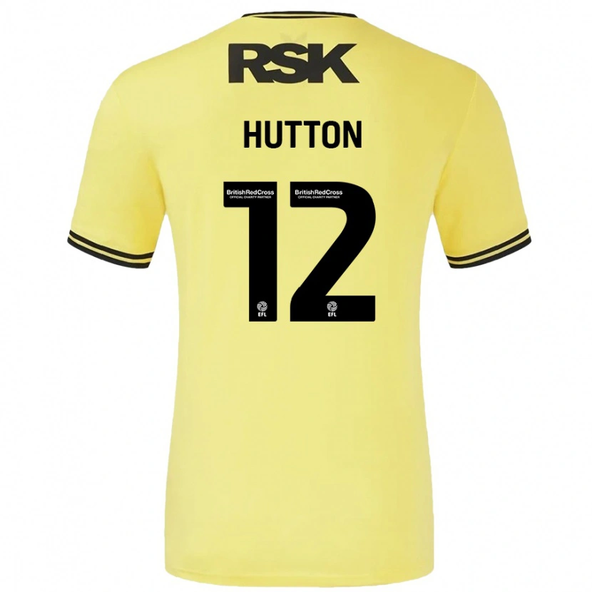 Danxen Børn Jodie Hutton #12 Gul Sort Udebane Spillertrøjer 2024/25 Trøje T-Shirt