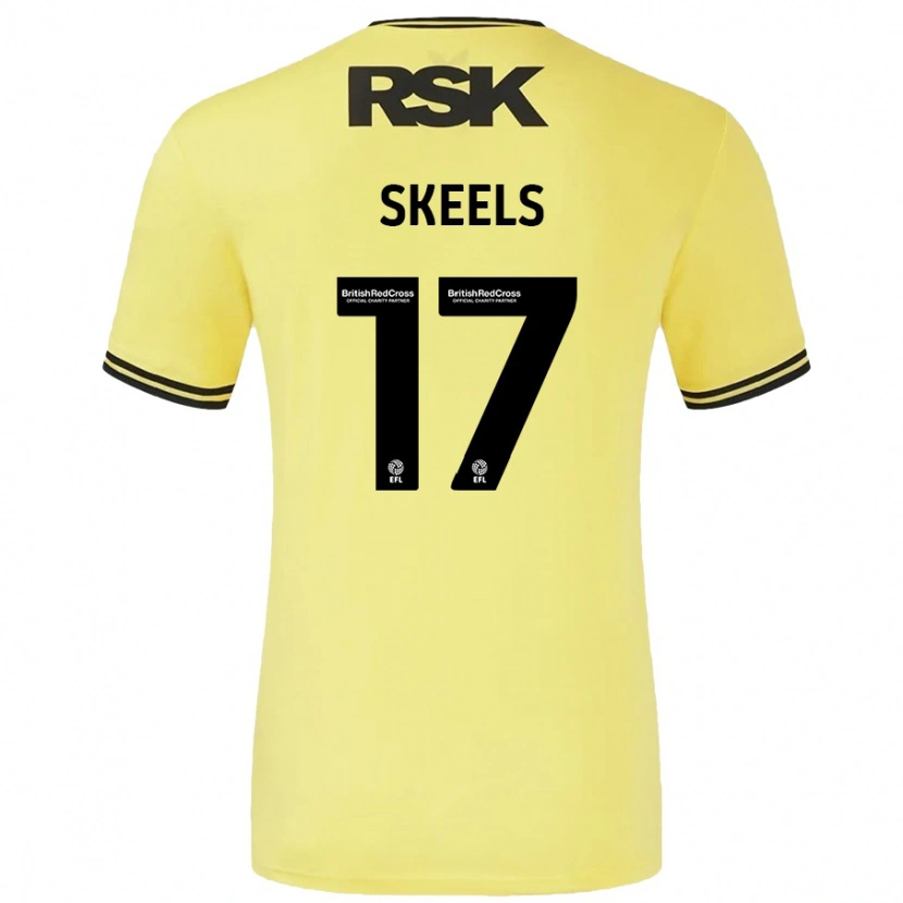 Danxen Børn Kiera Skeels #17 Gul Sort Udebane Spillertrøjer 2024/25 Trøje T-Shirt