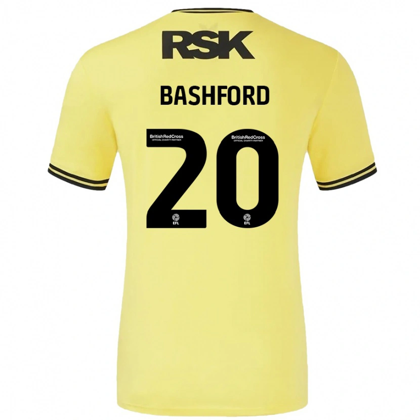 Danxen Børn Mary Bashford #20 Gul Sort Udebane Spillertrøjer 2024/25 Trøje T-Shirt