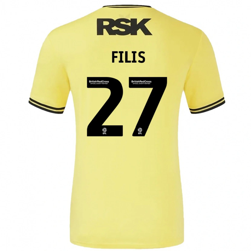 Danxen Børn Melisa Filis #27 Gul Sort Udebane Spillertrøjer 2024/25 Trøje T-Shirt