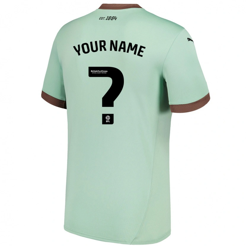 Danxen Børn Dit Navn #0 Bleg Grøn Udebane Spillertrøjer 2024/25 Trøje T-Shirt