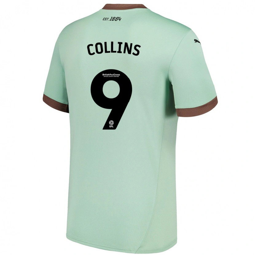 Danxen Børn James Collins #9 Bleg Grøn Udebane Spillertrøjer 2024/25 Trøje T-Shirt