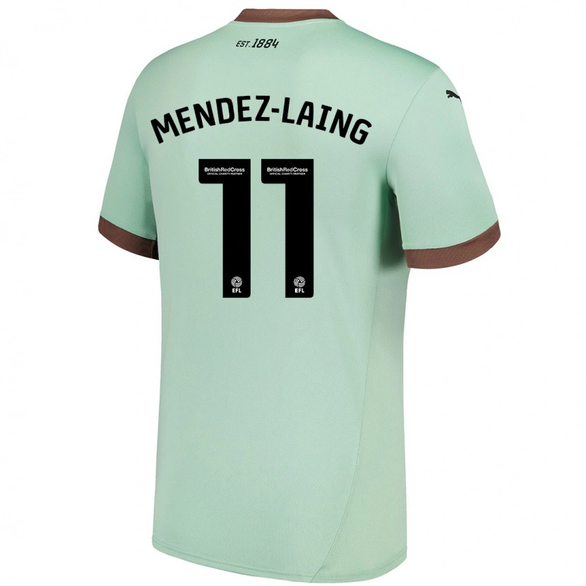 Danxen Børn Nathaniel Méndez-Laing #11 Bleg Grøn Udebane Spillertrøjer 2024/25 Trøje T-Shirt