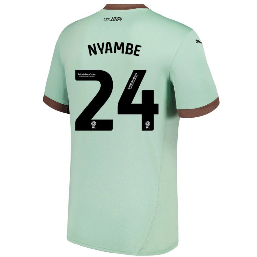 Danxen Børn Ryan Nyambe #24 Bleg Grøn Udebane Spillertrøjer 2024/25 Trøje T-Shirt