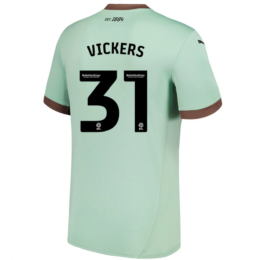 Danxen Børn Josh Vickers #31 Bleg Grøn Udebane Spillertrøjer 2024/25 Trøje T-Shirt