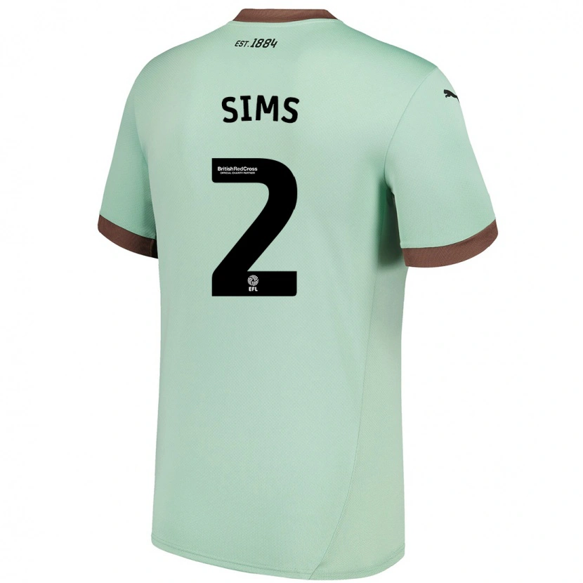 Danxen Børn Amy Sims #2 Bleg Grøn Udebane Spillertrøjer 2024/25 Trøje T-Shirt