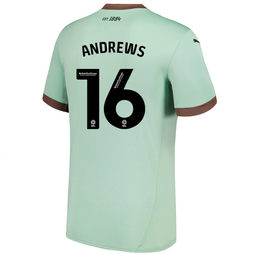 Danxen Børn Marli Rhodes-Andrews #16 Bleg Grøn Udebane Spillertrøjer 2024/25 Trøje T-Shirt