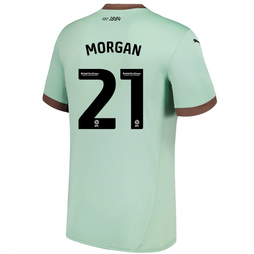 Danxen Børn Sarah Morgan #21 Bleg Grøn Udebane Spillertrøjer 2024/25 Trøje T-Shirt
