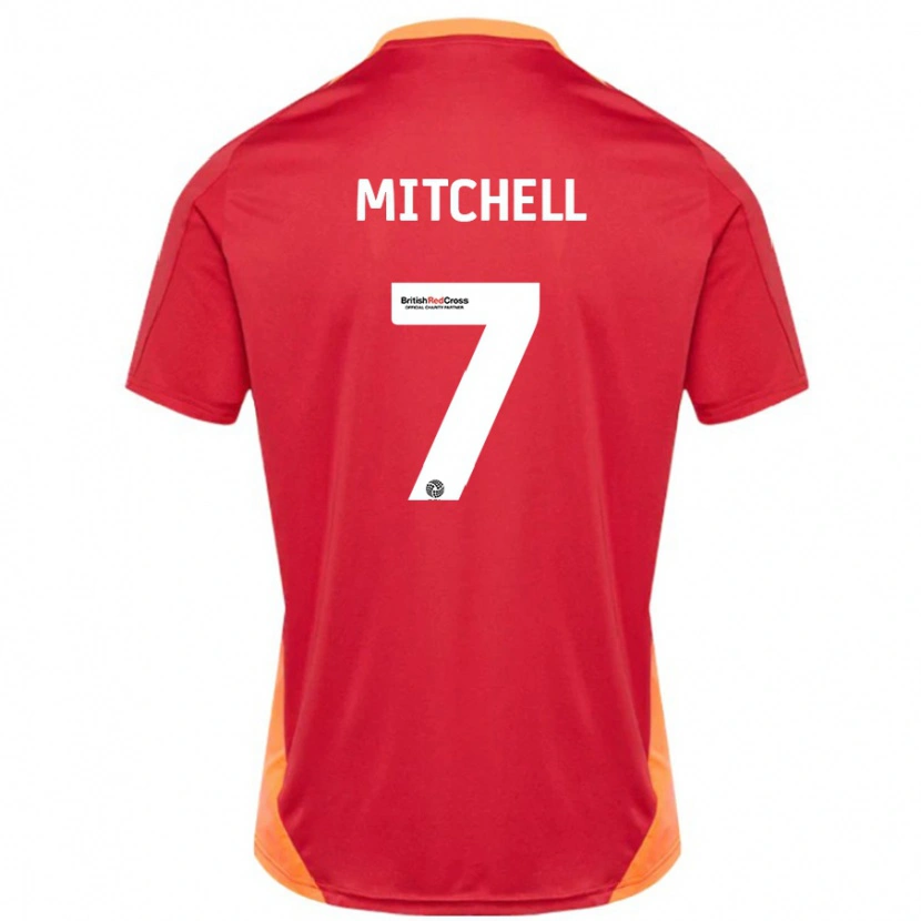 Danxen Børn Demetri Mitchell #7 Blå Off White Udebane Spillertrøjer 2024/25 Trøje T-Shirt