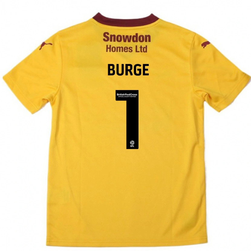 Danxen Børn Lee Burge #1 Orange Bourgogne Udebane Spillertrøjer 2024/25 Trøje T-Shirt