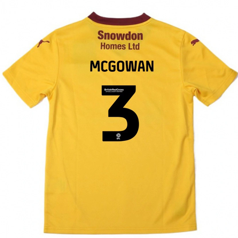 Danxen Børn Aaron Mcgowan #3 Orange Bourgogne Udebane Spillertrøjer 2024/25 Trøje T-Shirt