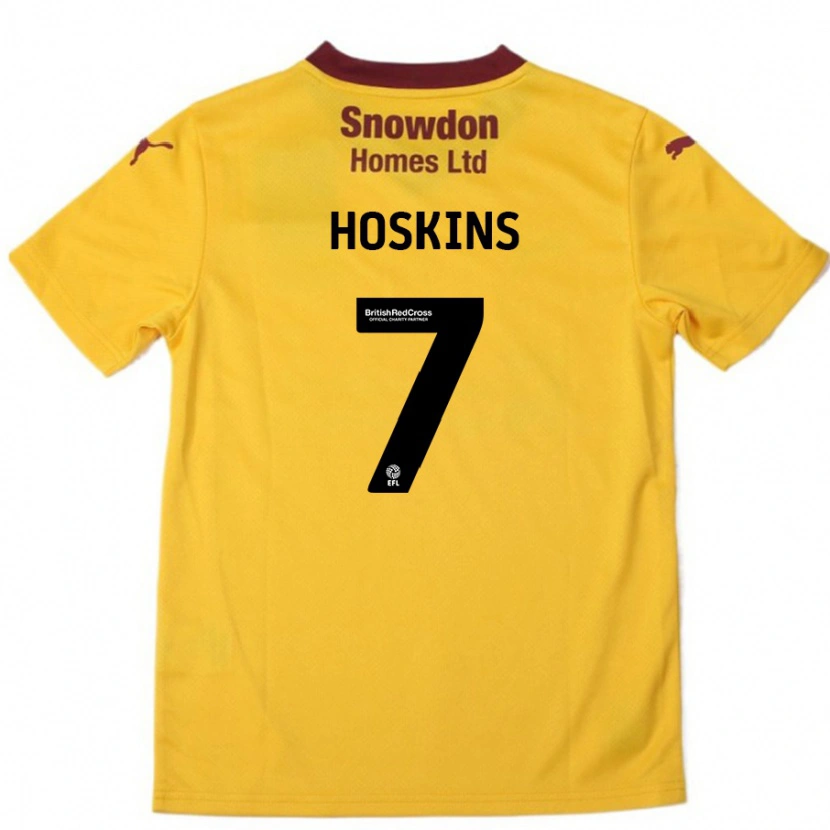 Danxen Børn Sam Hoskins #7 Orange Bourgogne Udebane Spillertrøjer 2024/25 Trøje T-Shirt