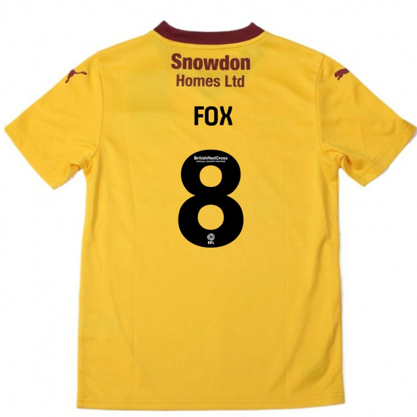 Danxen Børn Ben Fox #8 Orange Bourgogne Udebane Spillertrøjer 2024/25 Trøje T-Shirt