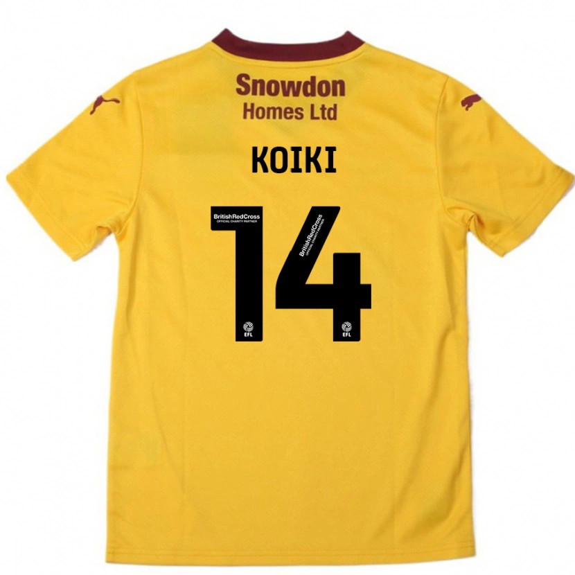 Danxen Børn Ali Koiki #14 Orange Bourgogne Udebane Spillertrøjer 2024/25 Trøje T-Shirt