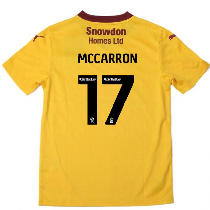 Danxen Børn Liam Mccarron #17 Orange Bourgogne Udebane Spillertrøjer 2024/25 Trøje T-Shirt