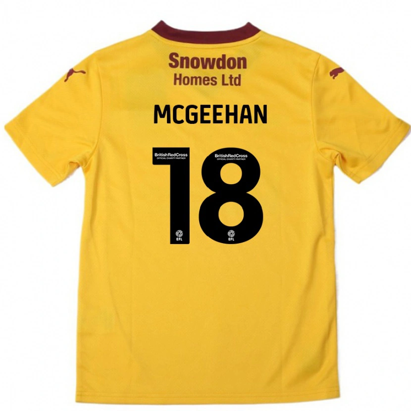 Danxen Børn Cameron Mcgeehan #18 Orange Bourgogne Udebane Spillertrøjer 2024/25 Trøje T-Shirt