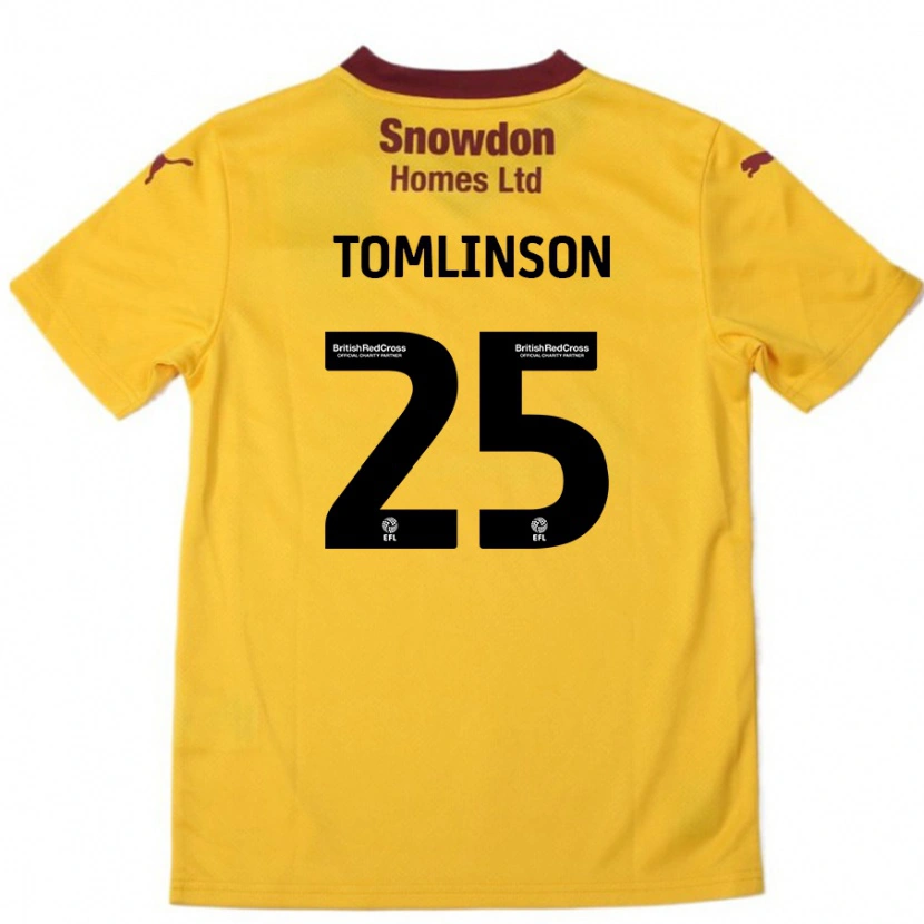 Danxen Børn Josh Tomlinson #25 Orange Bourgogne Udebane Spillertrøjer 2024/25 Trøje T-Shirt