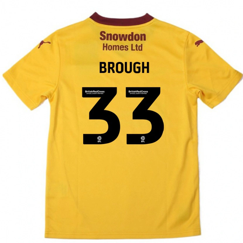 Danxen Børn Patrick Brough #33 Orange Bourgogne Udebane Spillertrøjer 2024/25 Trøje T-Shirt
