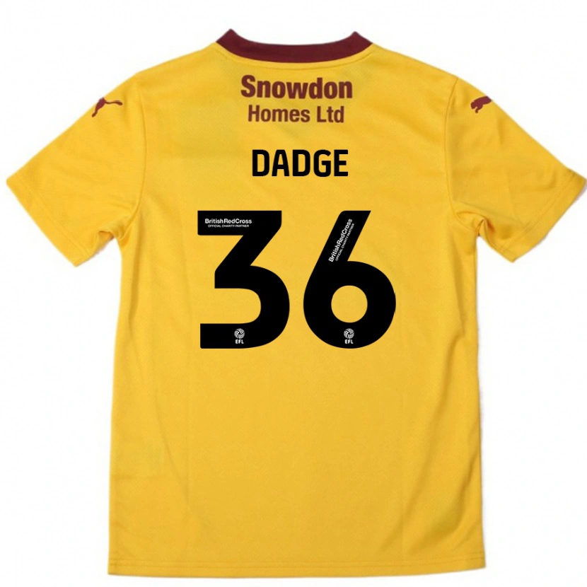 Danxen Børn James Dadge #36 Orange Bourgogne Udebane Spillertrøjer 2024/25 Trøje T-Shirt