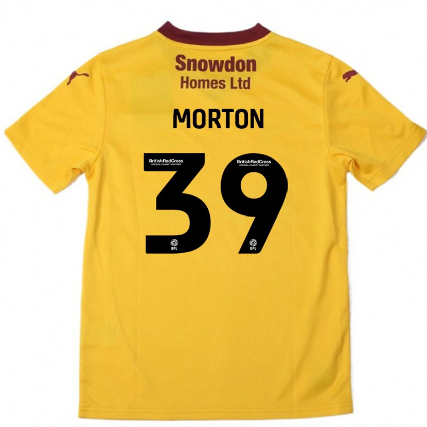 Danxen Børn Callum Morton #39 Orange Bourgogne Udebane Spillertrøjer 2024/25 Trøje T-Shirt