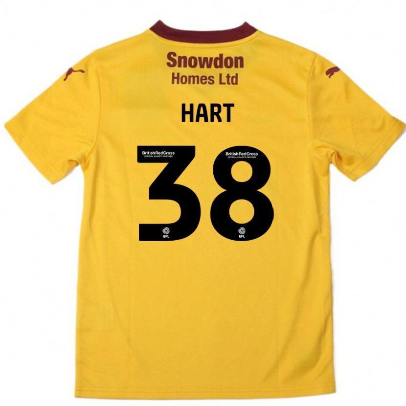 Danxen Børn Jamari Hart #38 Orange Bourgogne Udebane Spillertrøjer 2024/25 Trøje T-Shirt