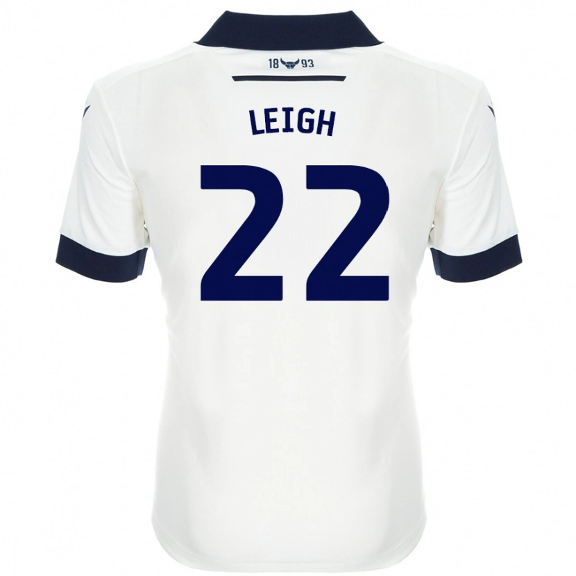 Danxen Børn Greg Leigh #22 Hvid Marineblå Udebane Spillertrøjer 2024/25 Trøje T-Shirt