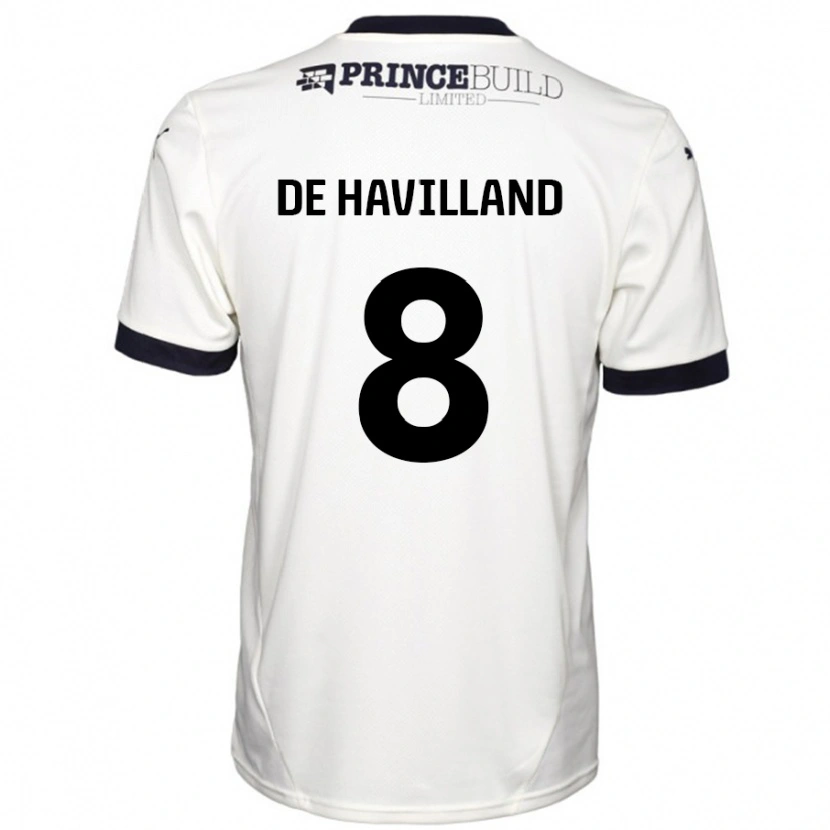 Danxen Børn Ryan De Havilland #8 Råhvid Sort Udebane Spillertrøjer 2024/25 Trøje T-Shirt