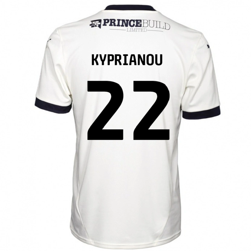 Danxen Børn Hector Kyprianou #22 Råhvid Sort Udebane Spillertrøjer 2024/25 Trøje T-Shirt