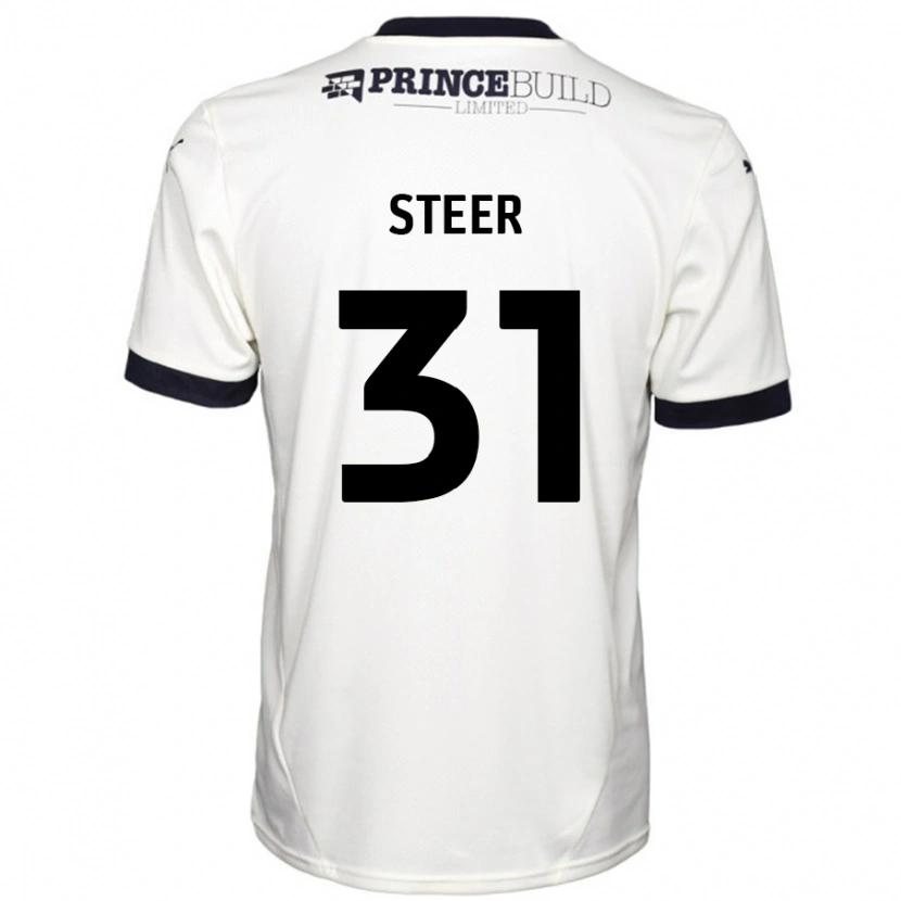 Danxen Børn Jed Steer #31 Råhvid Sort Udebane Spillertrøjer 2024/25 Trøje T-Shirt