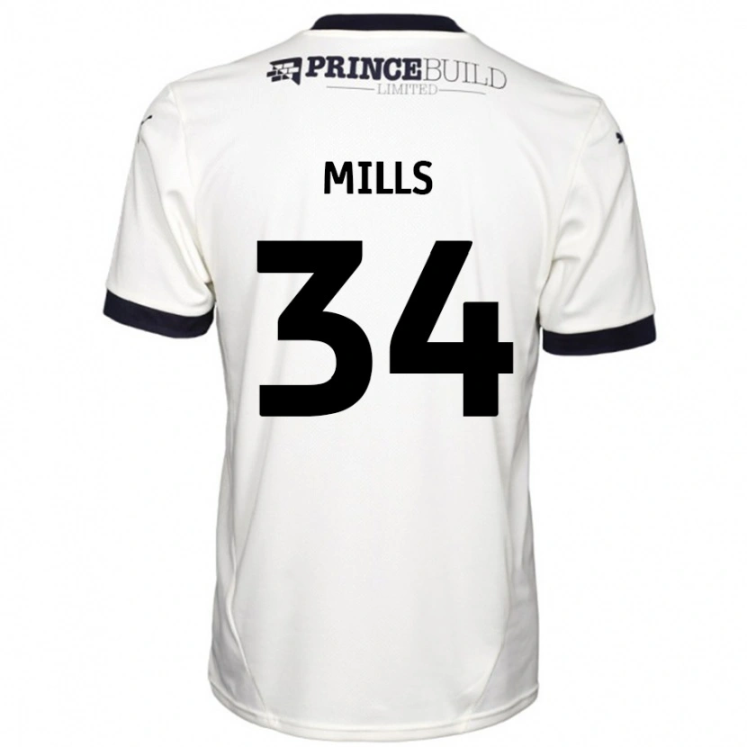 Danxen Børn Harley Mills #34 Råhvid Sort Udebane Spillertrøjer 2024/25 Trøje T-Shirt