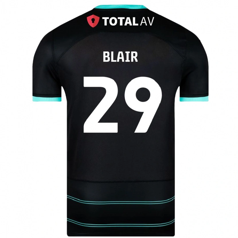 Danxen Børn Harvey Blair #29 Sort Udebane Spillertrøjer 2024/25 Trøje T-Shirt