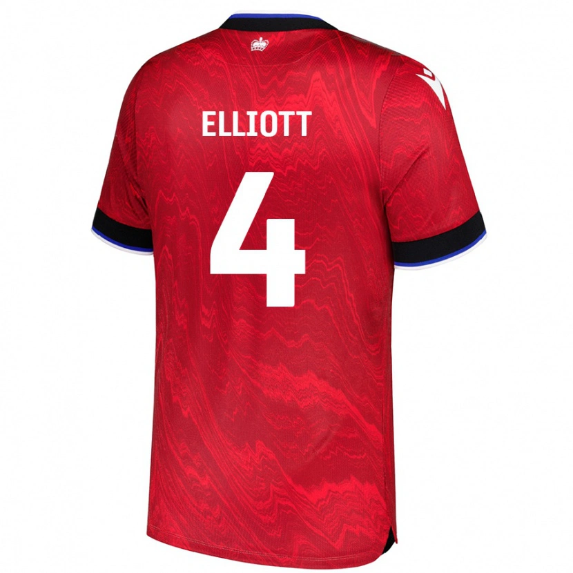 Danxen Børn Ben Elliott #4 Rød Sort Udebane Spillertrøjer 2024/25 Trøje T-Shirt