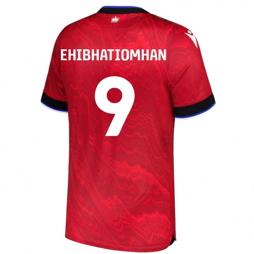 Danxen Børn Kelvin Ehibhatiomhan #9 Rød Sort Udebane Spillertrøjer 2024/25 Trøje T-Shirt