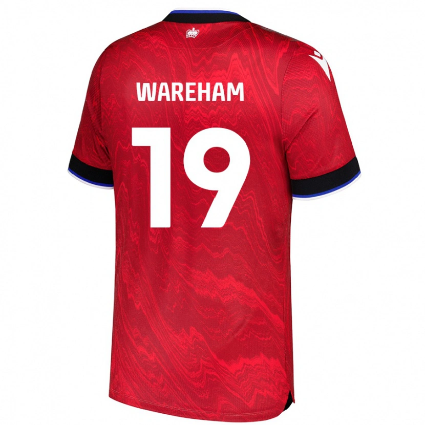 Danxen Børn Jayden Wareham #19 Rød Sort Udebane Spillertrøjer 2024/25 Trøje T-Shirt