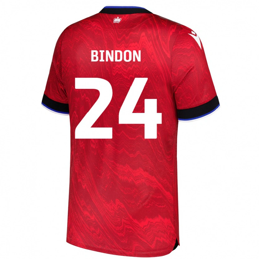 Danxen Børn Tyler Bindon #24 Rød Sort Udebane Spillertrøjer 2024/25 Trøje T-Shirt