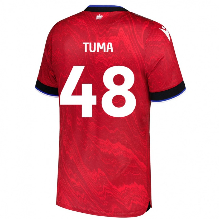 Danxen Børn Basil Tuma #48 Rød Sort Udebane Spillertrøjer 2024/25 Trøje T-Shirt