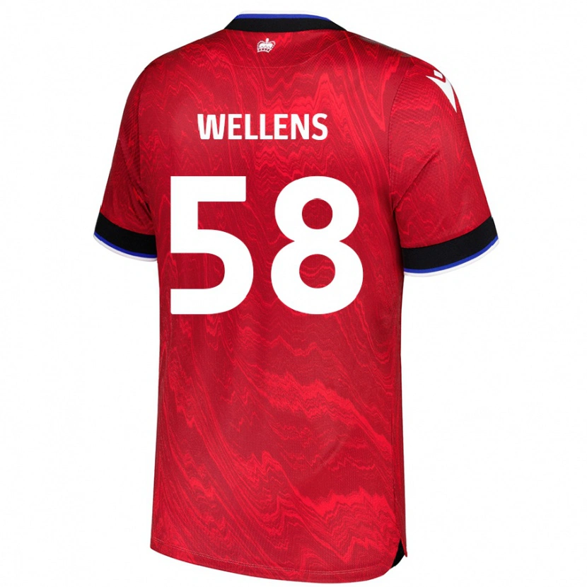 Danxen Børn Charlie Wellens #58 Rød Sort Udebane Spillertrøjer 2024/25 Trøje T-Shirt
