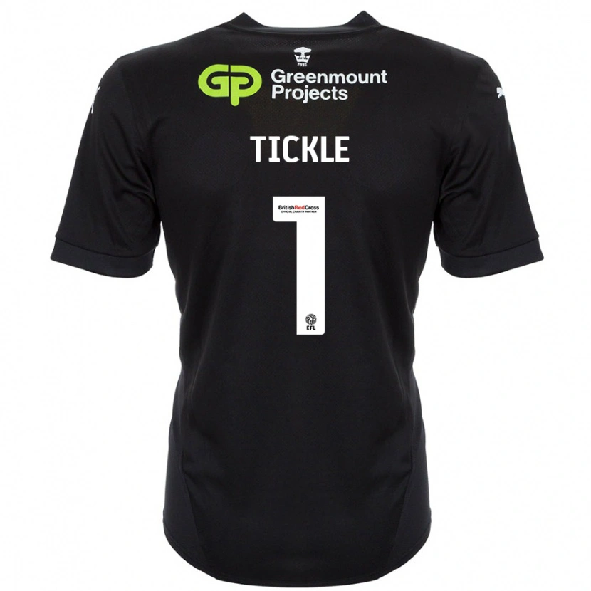 Danxen Børn Sam Tickle #1 Sort Udebane Spillertrøjer 2024/25 Trøje T-Shirt