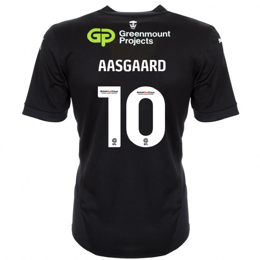 Danxen Børn Thelo Aasgaard #10 Sort Udebane Spillertrøjer 2024/25 Trøje T-Shirt