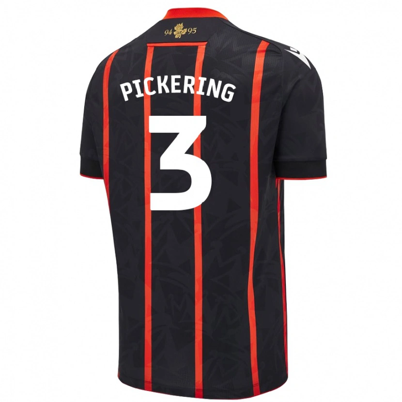 Danxen Børn Harry Pickering #3 Sort Rød Udebane Spillertrøjer 2024/25 Trøje T-Shirt