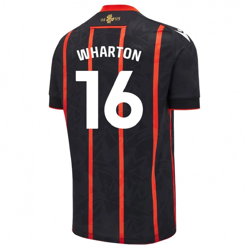 Danxen Børn Scott Wharton #16 Sort Rød Udebane Spillertrøjer 2024/25 Trøje T-Shirt