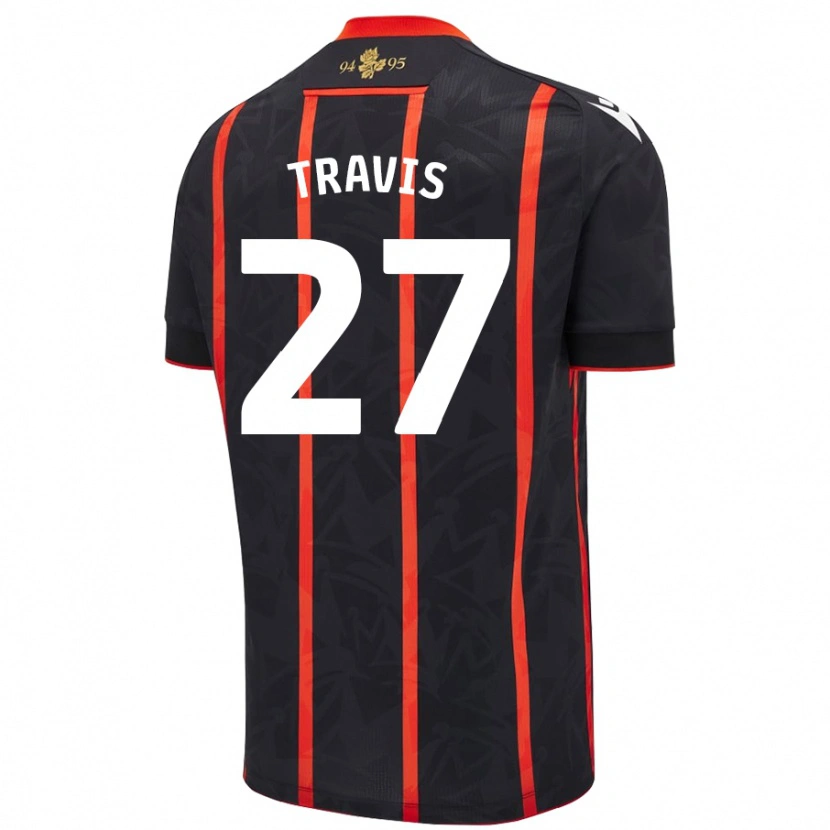 Danxen Børn Lewis Travis #27 Sort Rød Udebane Spillertrøjer 2024/25 Trøje T-Shirt