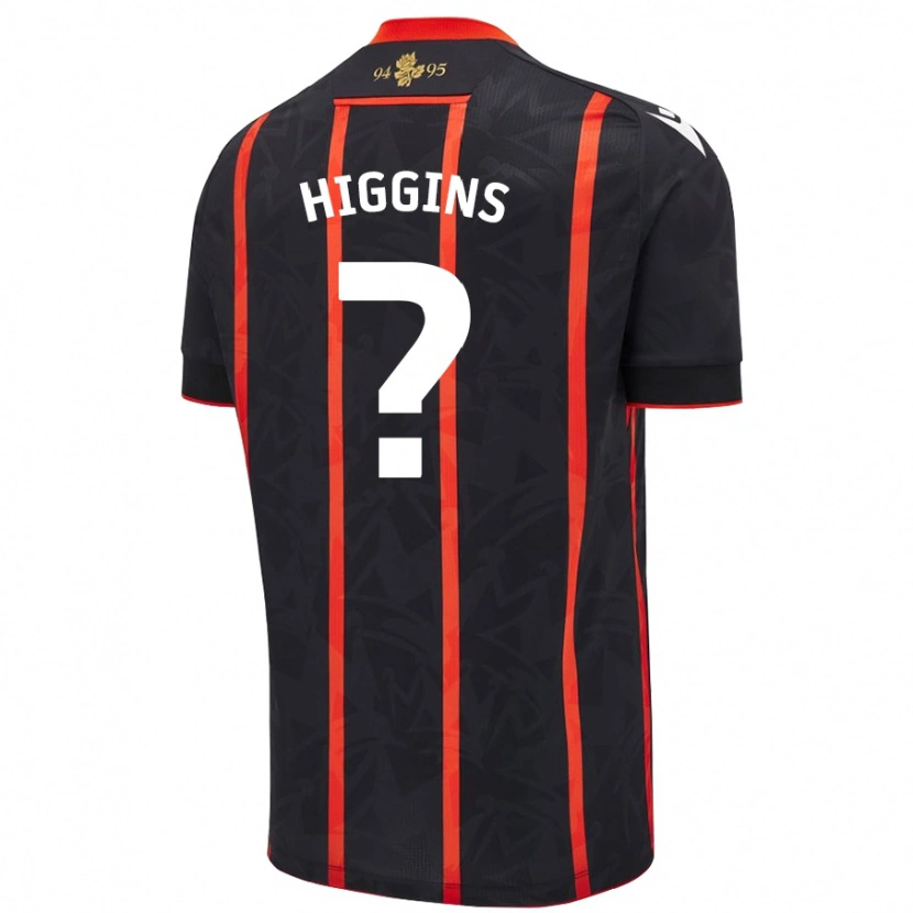 Danxen Børn Harvey Higgins #0 Sort Rød Udebane Spillertrøjer 2024/25 Trøje T-Shirt