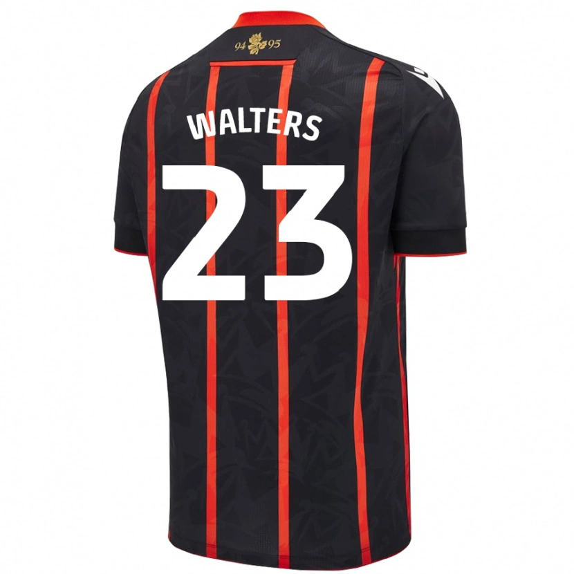 Danxen Børn Georgia Walters #23 Sort Rød Udebane Spillertrøjer 2024/25 Trøje T-Shirt