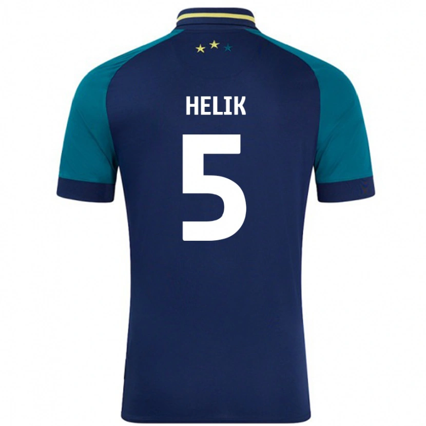 Danxen Børn Michal Helik #5 Marineblå Mørkegrøn Udebane Spillertrøjer 2024/25 Trøje T-Shirt