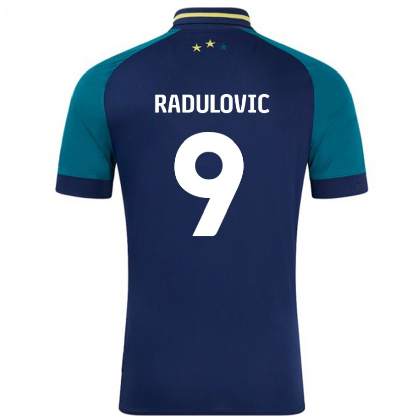 Danxen Børn Bojan Radulovic #9 Marineblå Mørkegrøn Udebane Spillertrøjer 2024/25 Trøje T-Shirt